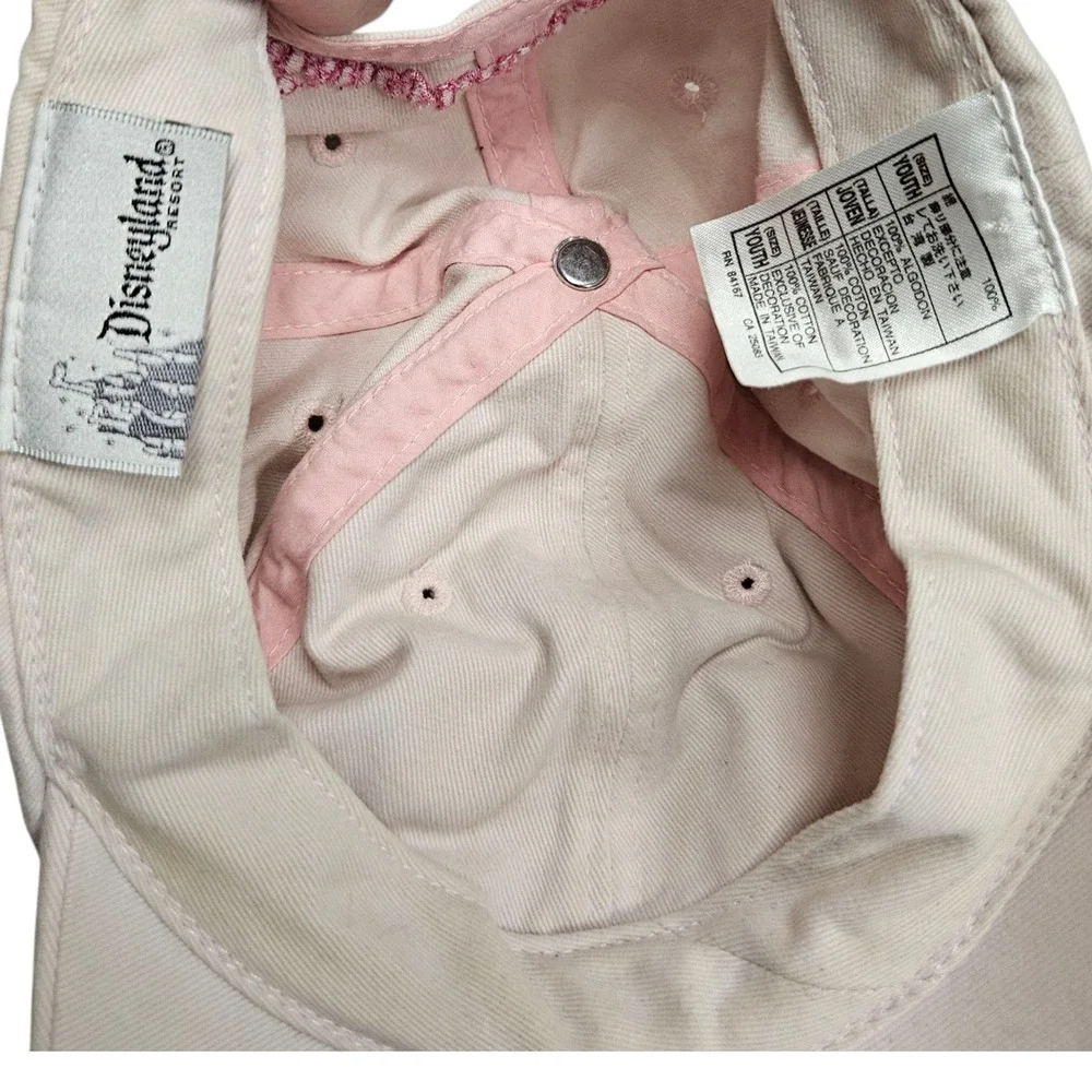Disney Princess Youth Baseball Cap Disneyland Resort Flower Embroidered Hat Pink
